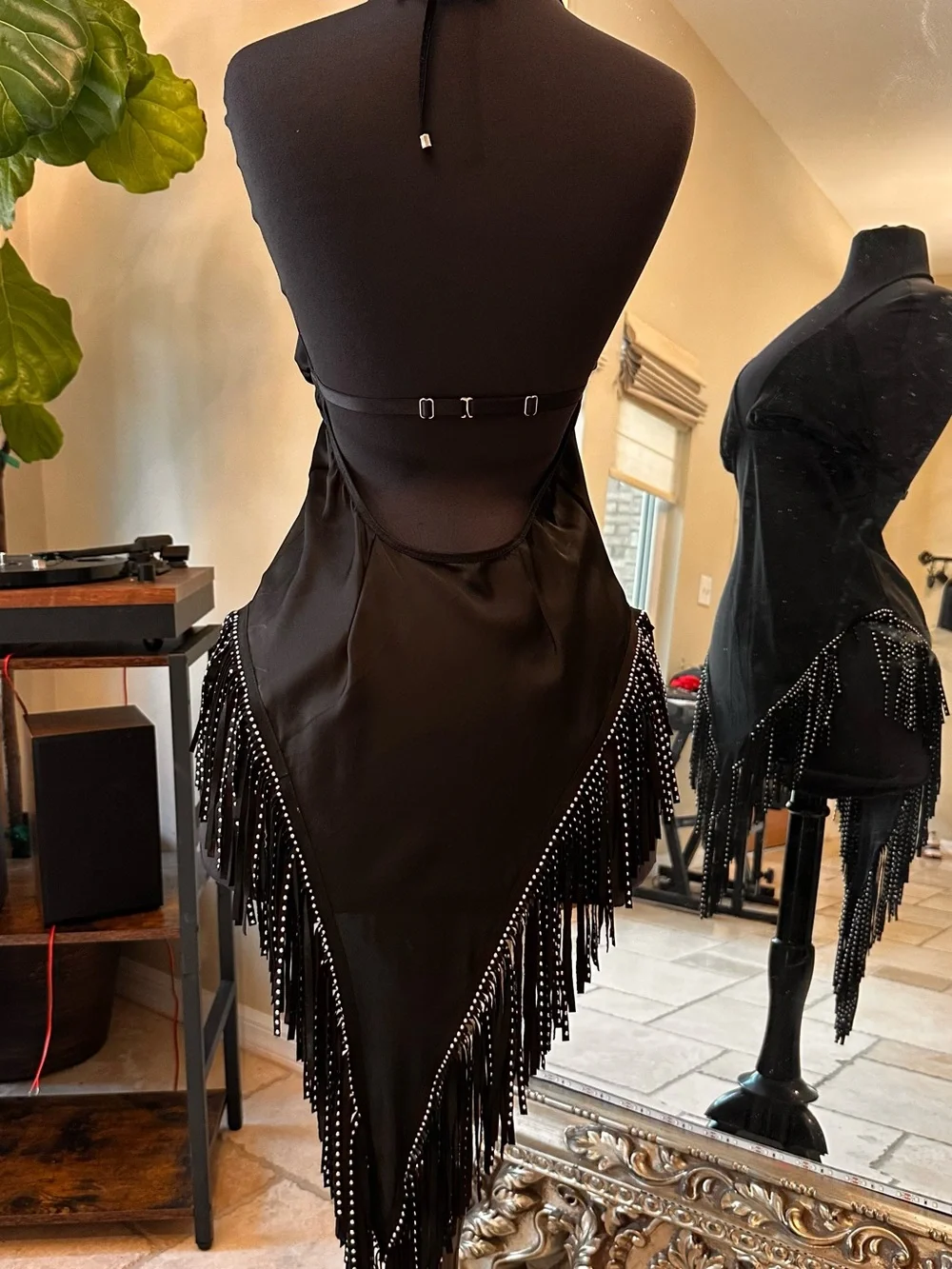 Black Fringe V-Neck Slip Dress - Women Accessories